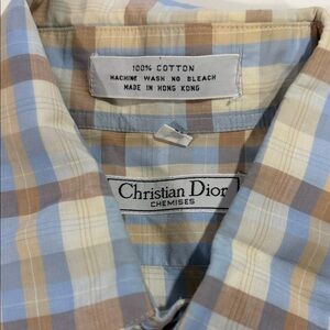 Dior Men's Checkered Shirt - Blue and Tan